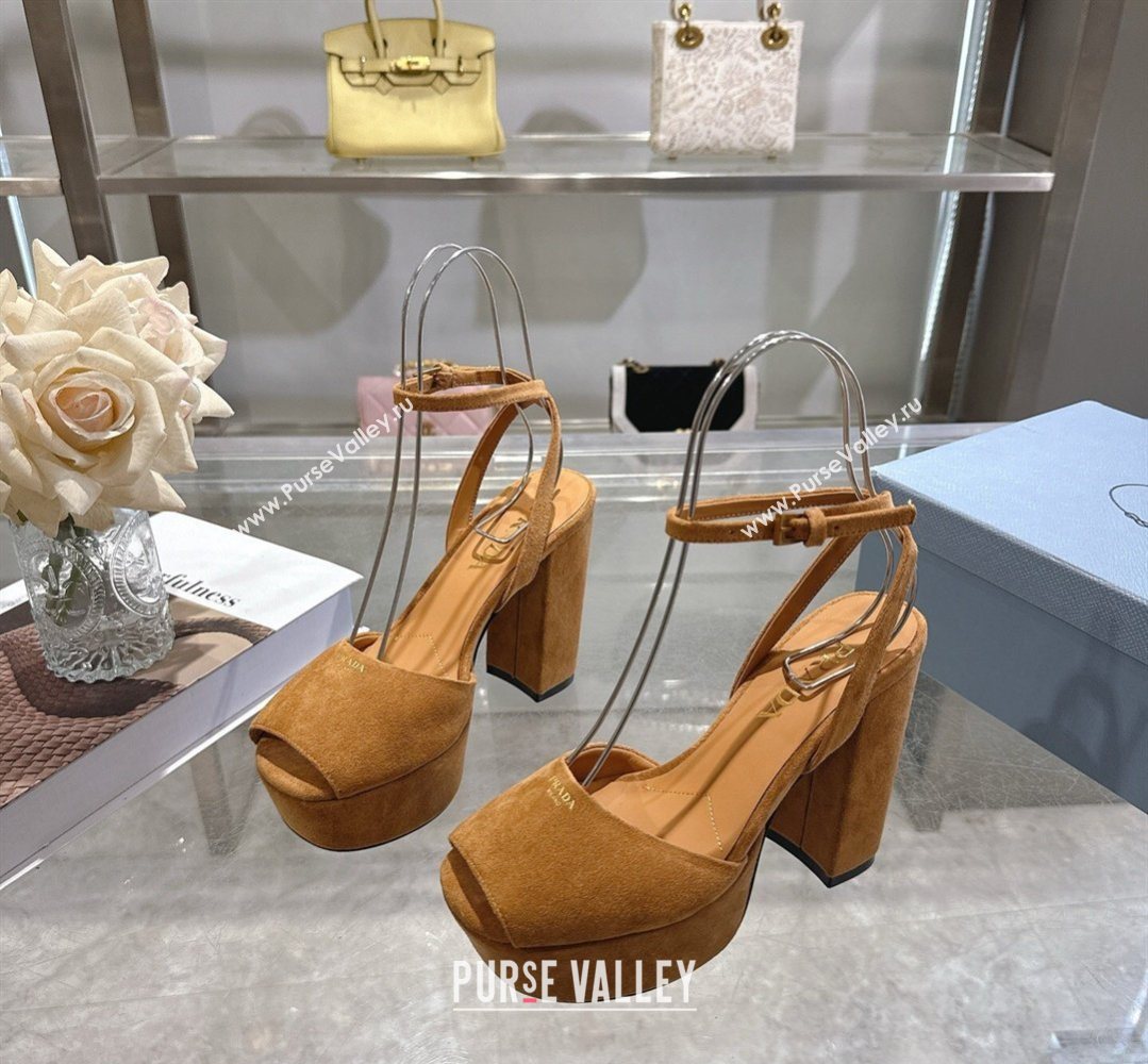 Prada Suede Platform Sandals 11.5cm Light Brown 2026 1XP48B (MD-260228027)