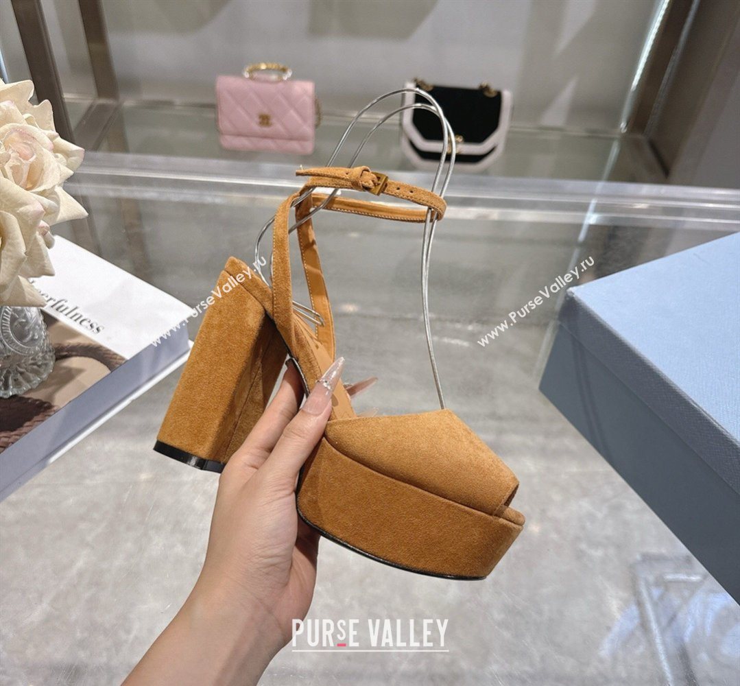 Prada Suede Platform Sandals 11.5cm Light Brown 2026 1XP48B (MD-260228027)
