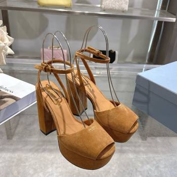 Prada Suede Platform Sandals 11.5cm Light Brown 2026 1XP48B (MD-260228027)