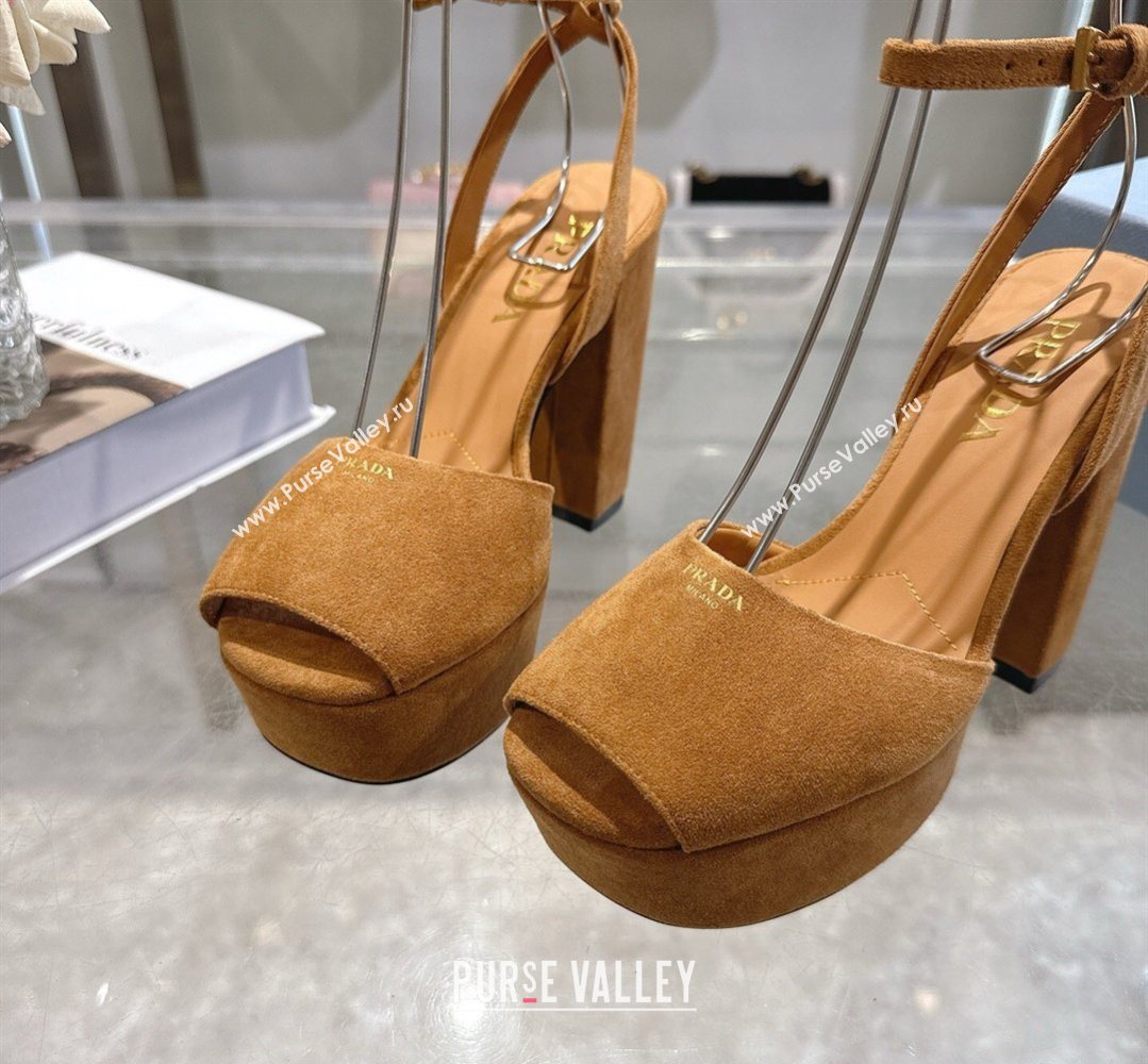 Prada Suede Platform Sandals 11.5cm Light Brown 2026 1XP48B (MD-260228027)