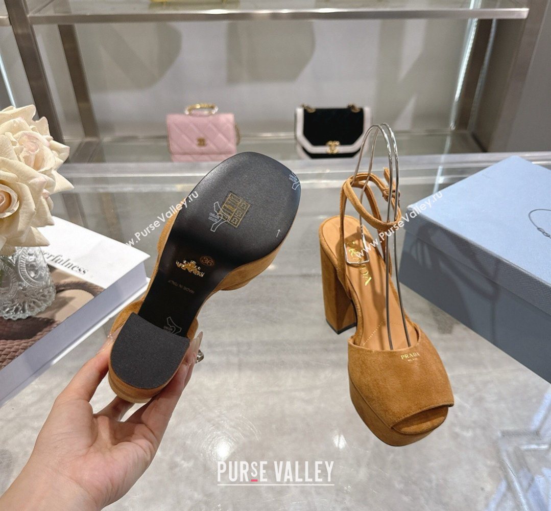 Prada Suede Platform Sandals 11.5cm Light Brown 2026 1XP48B (MD-260228027)