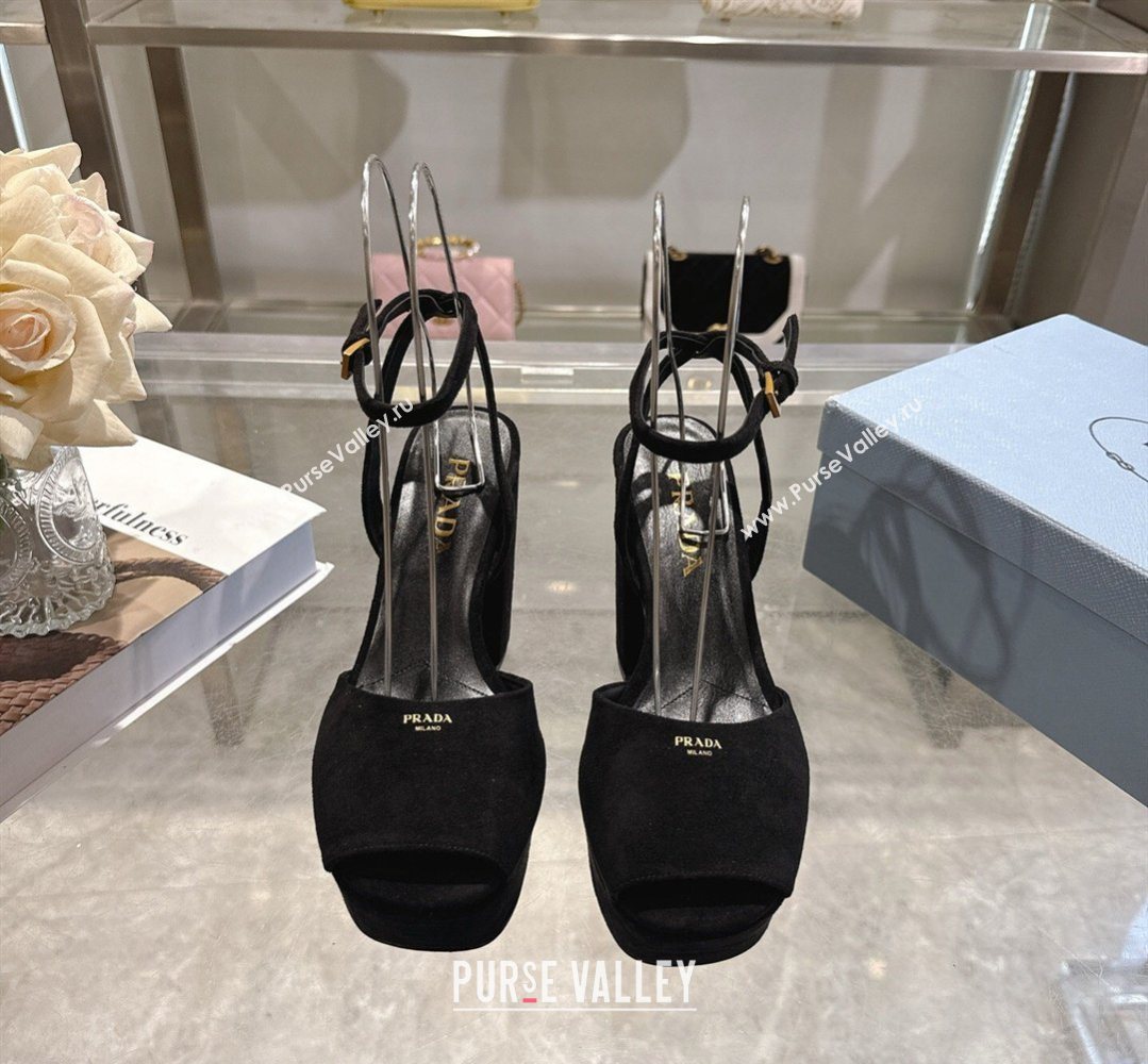 Prada Suede Platform Sandals 11.5cm Black 2026 1XP48B (MD-260228031)