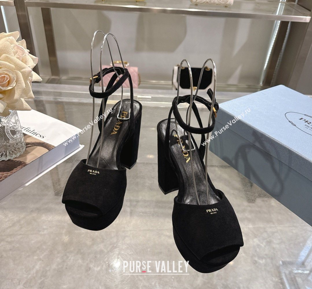 Prada Suede Platform Sandals 11.5cm Black 2026 1XP48B (MD-260228031)