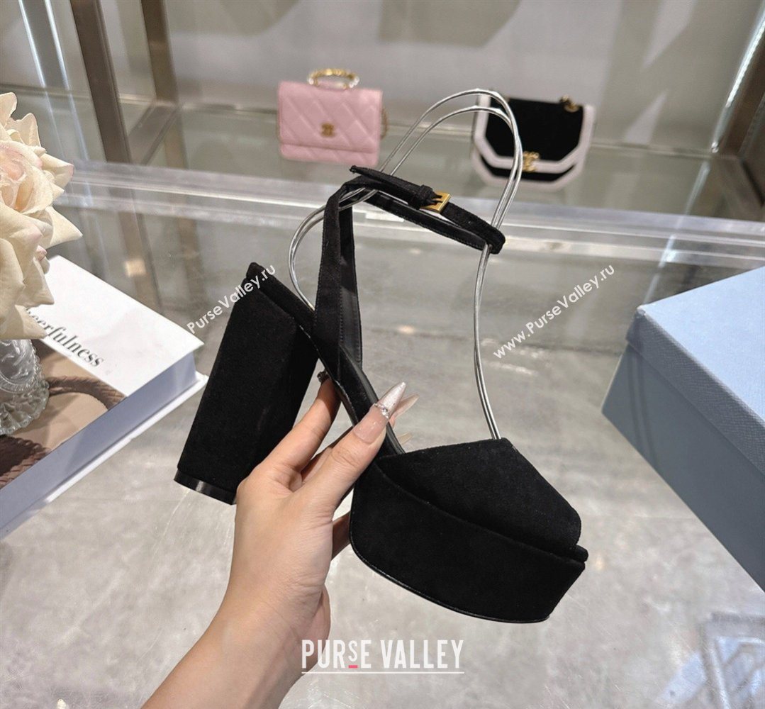 Prada Suede Platform Sandals 11.5cm Black 2026 1XP48B (MD-260228031)