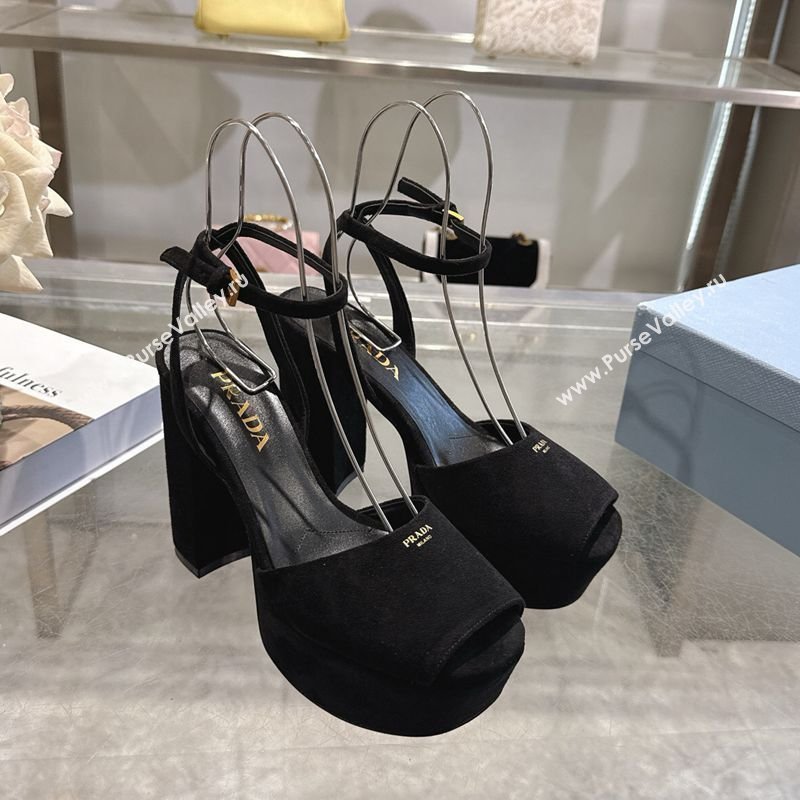 Prada Suede Platform Sandals 11.5cm Black 2026 1XP48B (MD-260228031)