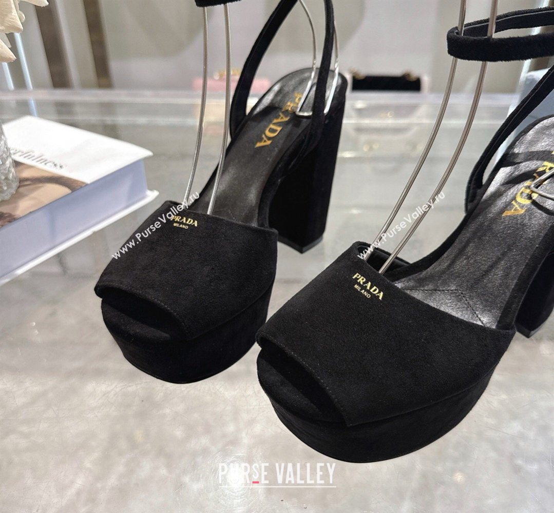 Prada Suede Platform Sandals 11.5cm Black 2026 1XP48B (MD-260228031)