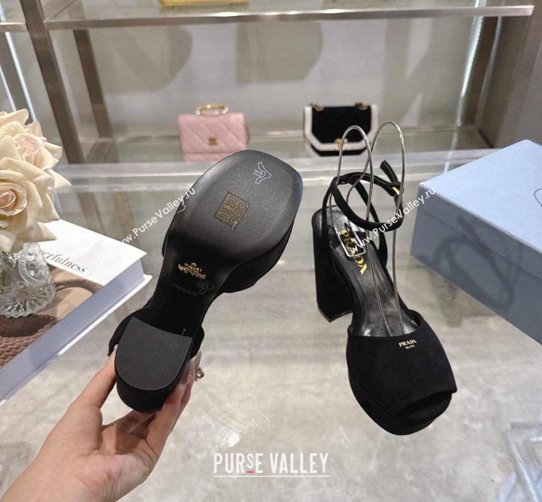 Prada Suede Platform Sandals 11.5cm Black 2026 1XP48B (MD-260228031)