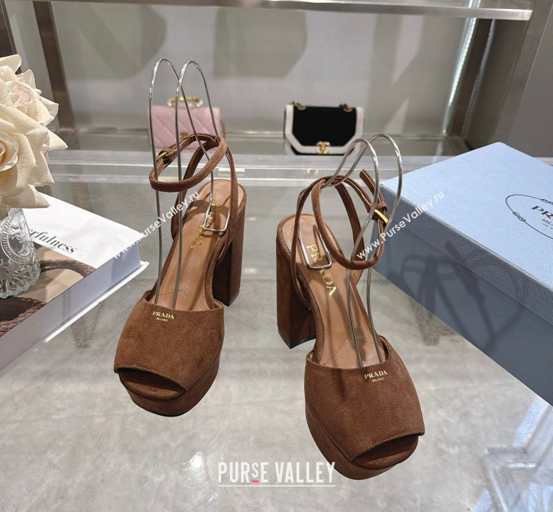Prada Suede Platform Sandals 11.5cm Dark Brown 2026 1XP48B (MD-260228032)