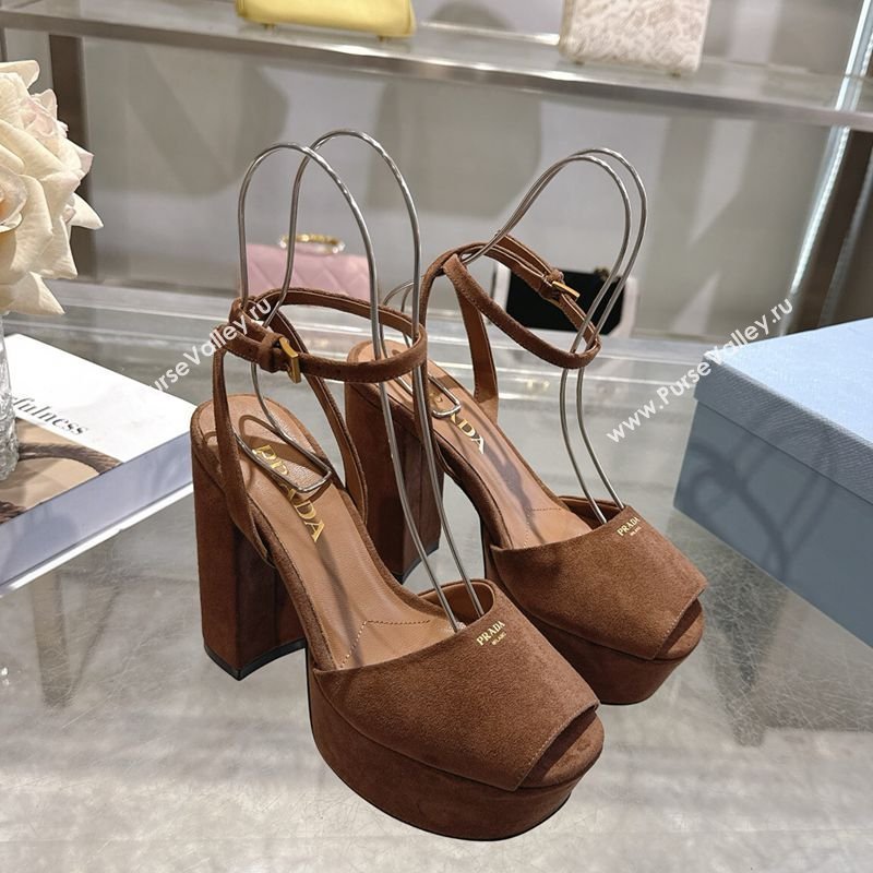 Prada Suede Platform Sandals 11.5cm Dark Brown 2026 1XP48B (MD-260228032)