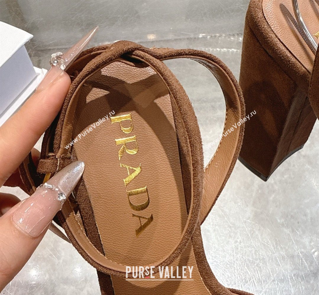 Prada Suede Platform Sandals 11.5cm Dark Brown 2026 1XP48B (MD-260228032)