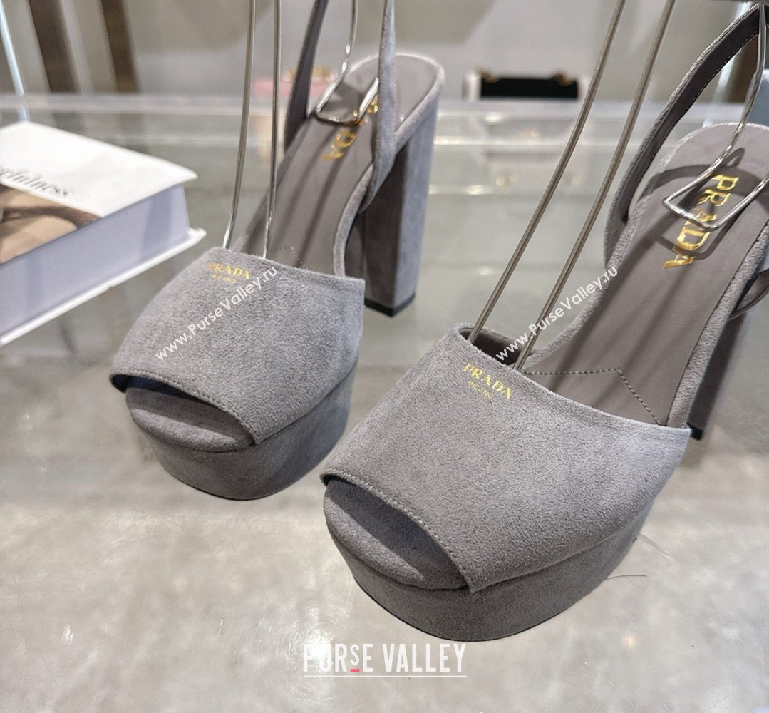 Prada Suede Platform Sandals 11.5cm Grey 2026 1XP48B (MD-260228033)