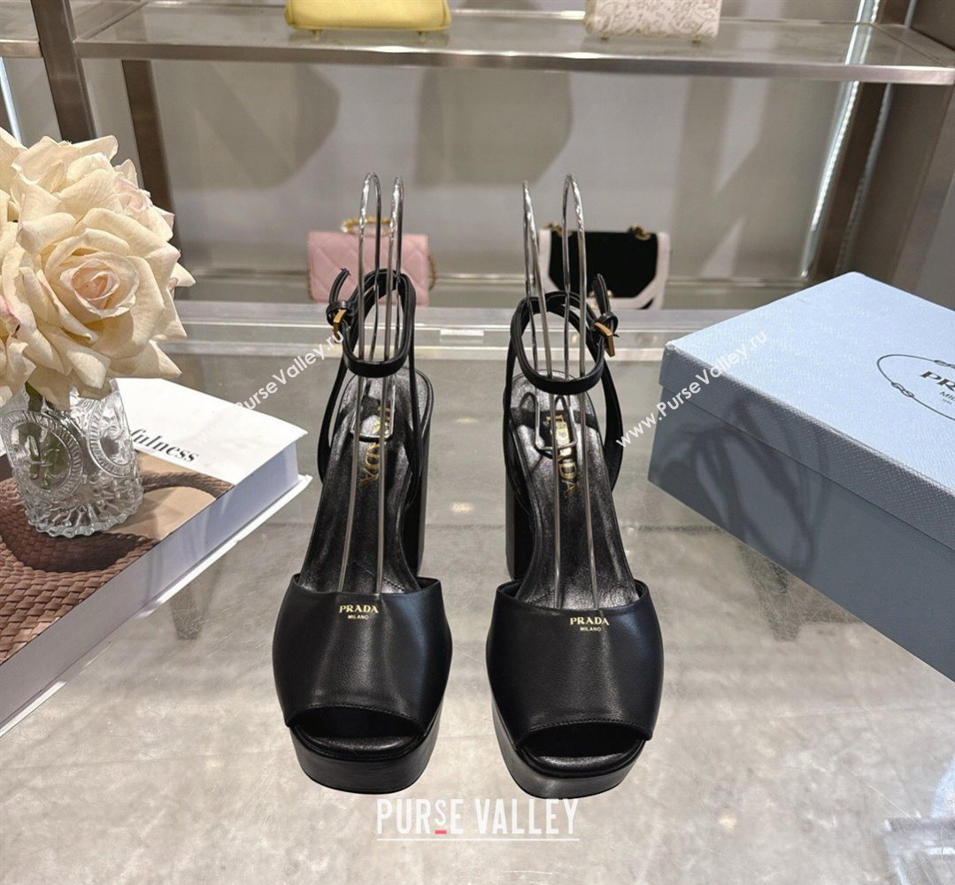 Prada Leather Platform Sandals 11.5cm Black 2026 1XP48B (MD-260228035)