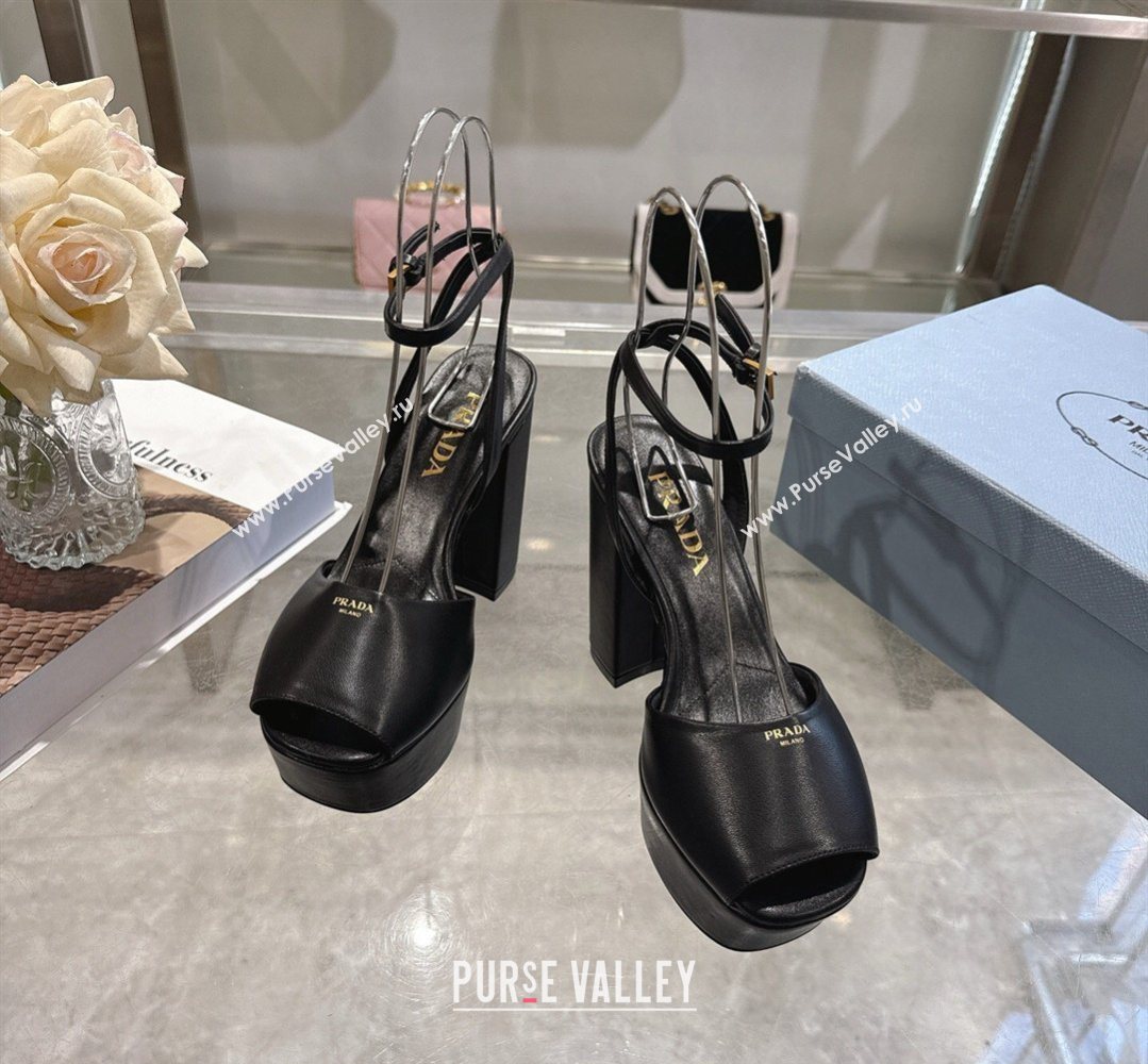 Prada Leather Platform Sandals 11.5cm Black 2026 1XP48B (MD-260228035)