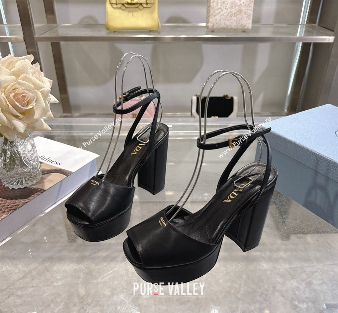 Prada Leather Platform Sandals 11.5cm Black 2026 1XP48B (MD-260228035)