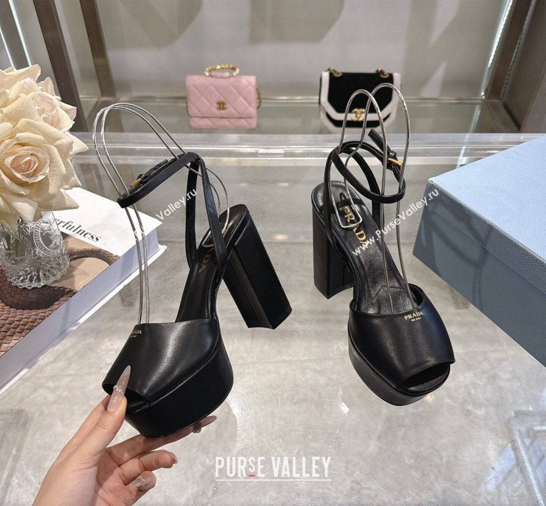 Prada Leather Platform Sandals 11.5cm Black 2026 1XP48B (MD-260228035)