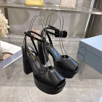 Prada Leather Platform Sandals 11.5cm Black 2026 1XP48B (MD-260228035)
