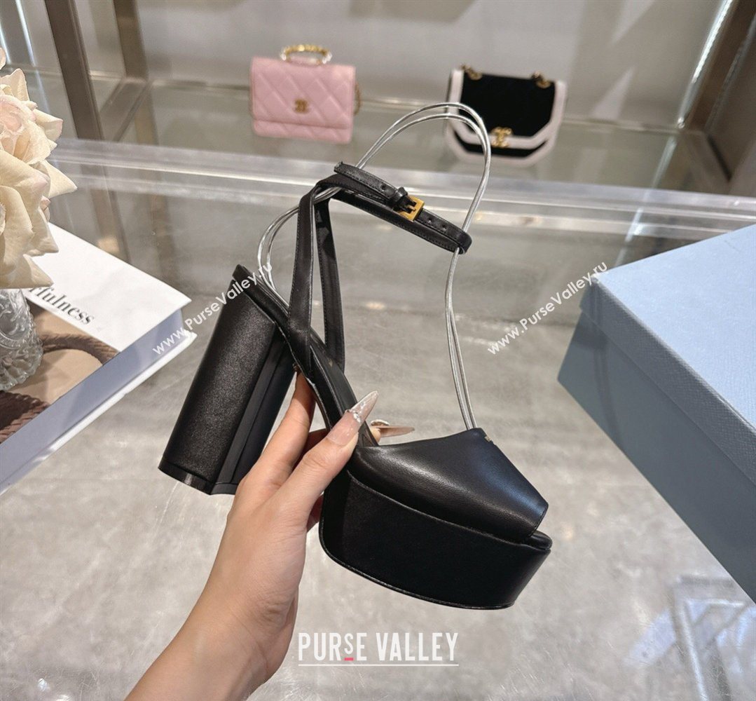 Prada Leather Platform Sandals 11.5cm Black 2026 1XP48B (MD-260228035)