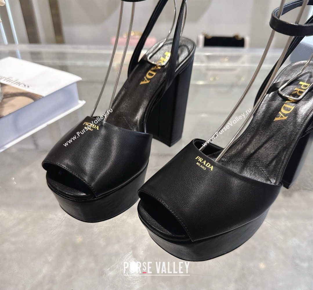 Prada Leather Platform Sandals 11.5cm Black 2026 1XP48B (MD-260228035)
