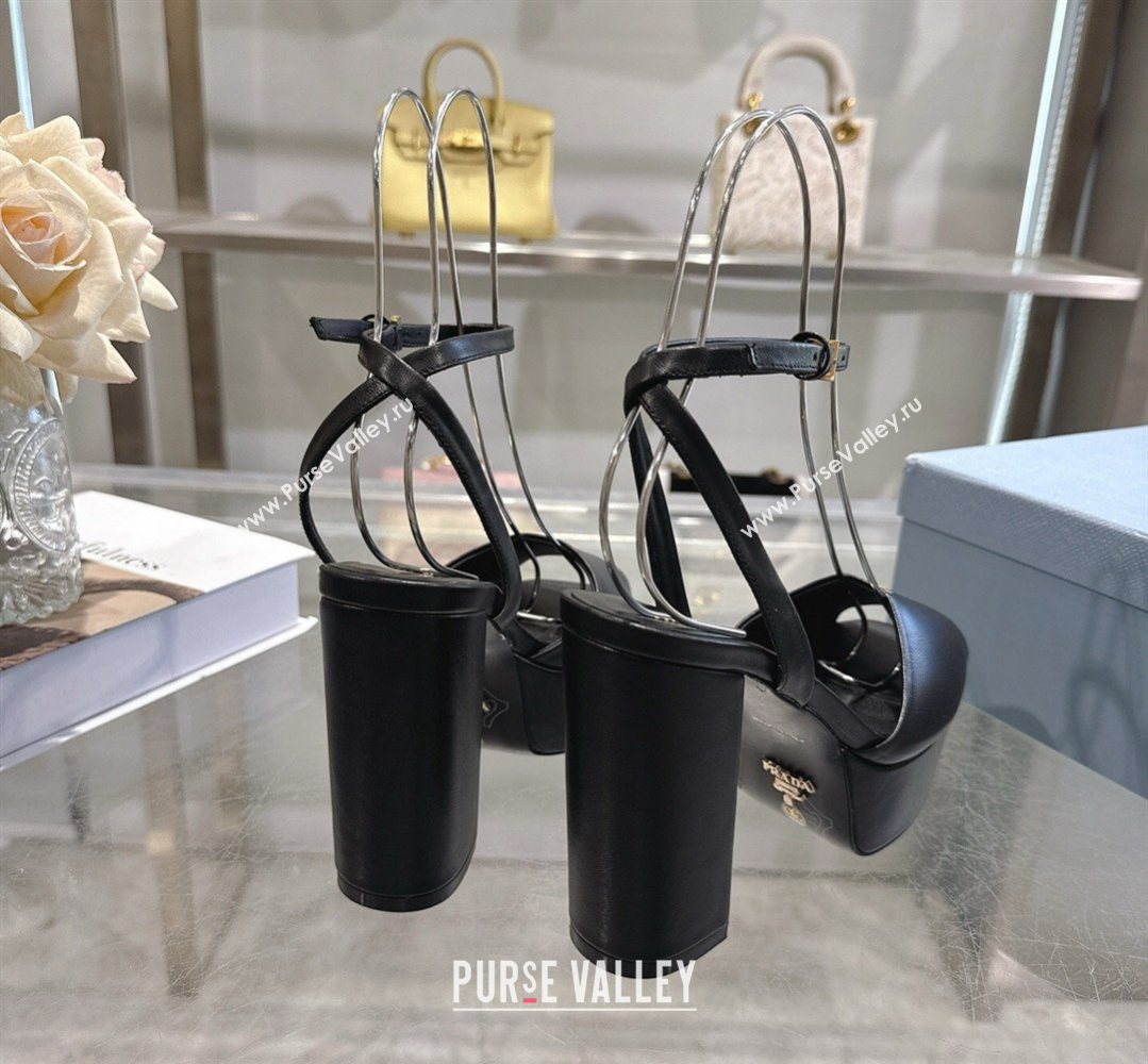 Prada Leather Platform Sandals 11.5cm Black 2026 1XP48B (MD-260228035)