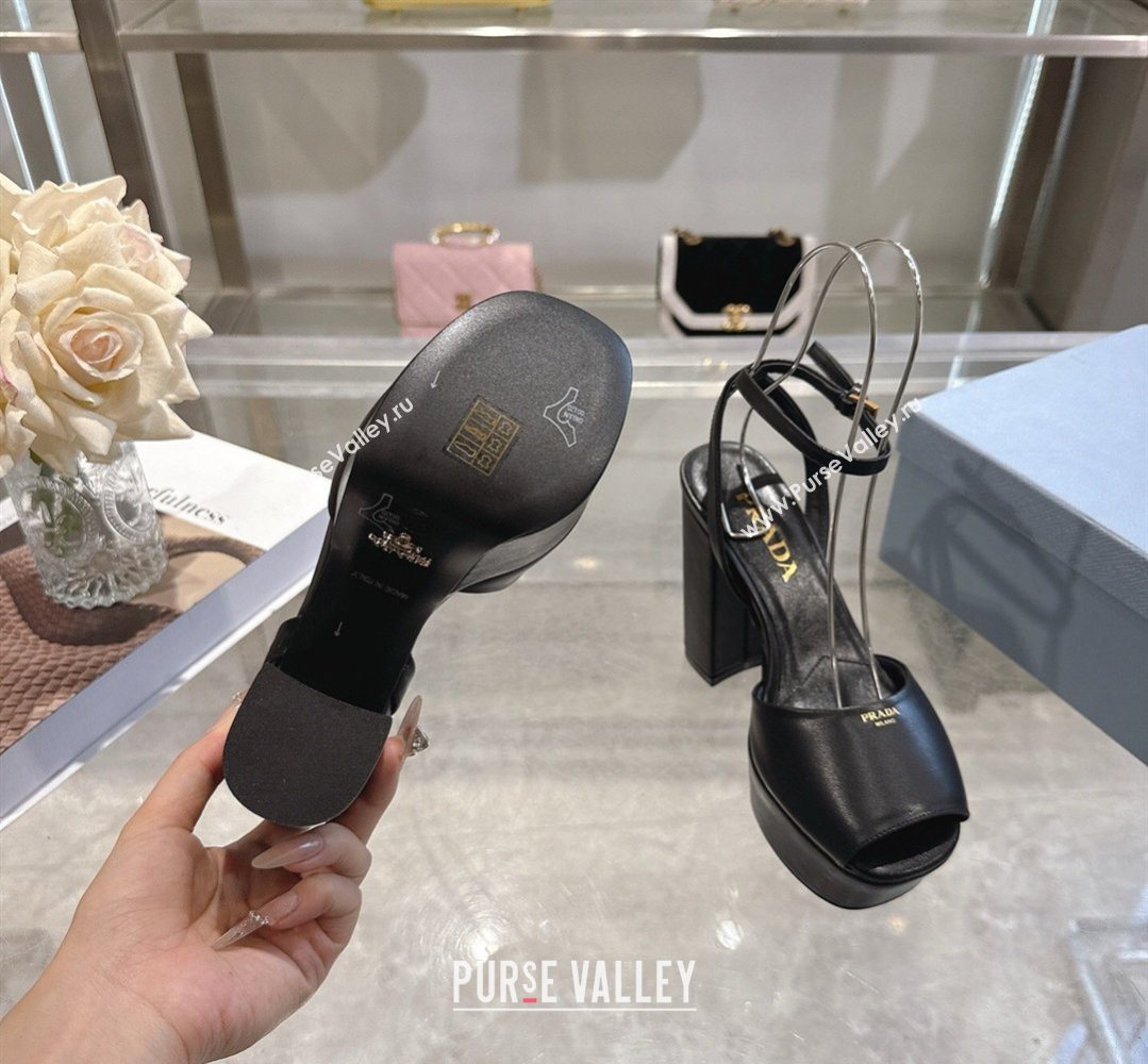 Prada Leather Platform Sandals 11.5cm Black 2026 1XP48B (MD-260228035)