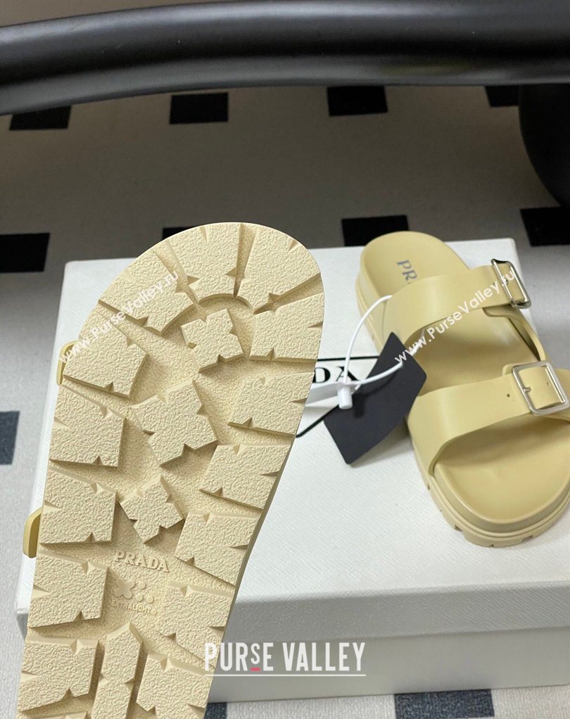 Prada Leather Flat Slides Sandal with Double Buckle Yellow 2026 PR022803 (MD-260228039)