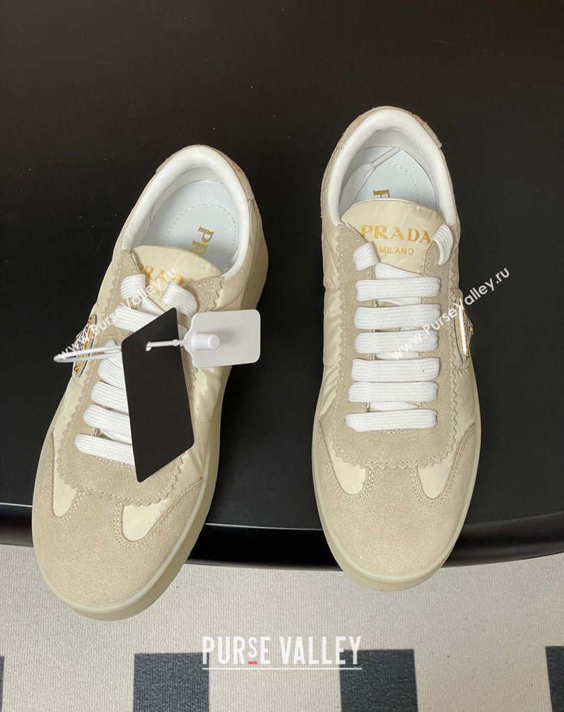 Prada Downtown Bold Nylon and Suede Platform Sneakers 5cm Light Beige 2026 1E792M (MD-260228050)