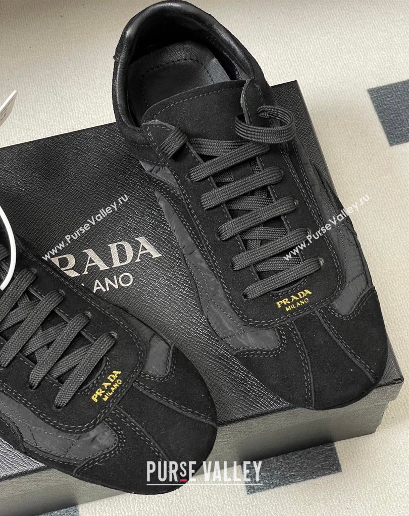 Prada Montecarlo Re-Edition 2005 suede and Re-Nylon sneakers Black 2026 1E247O (MD-260228064)