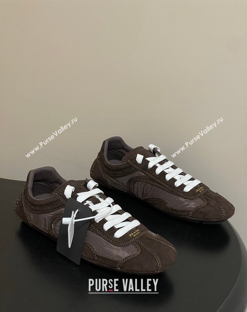 Prada Montecarlo Re-Edition 2005 suede and Re-Nylon sneakers Dark Brown 2026 1E247O (MD-260228066)