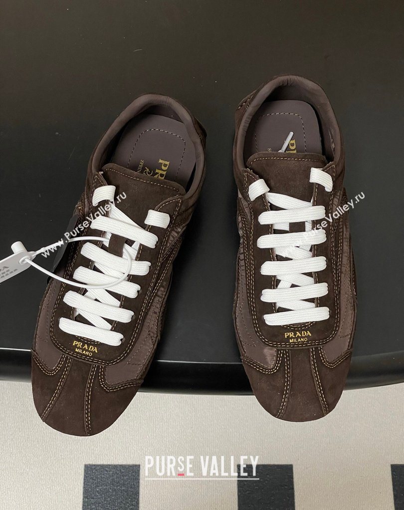 Prada Montecarlo Re-Edition 2005 suede and Re-Nylon sneakers Dark Brown 2026 1E247O (MD-260228066)