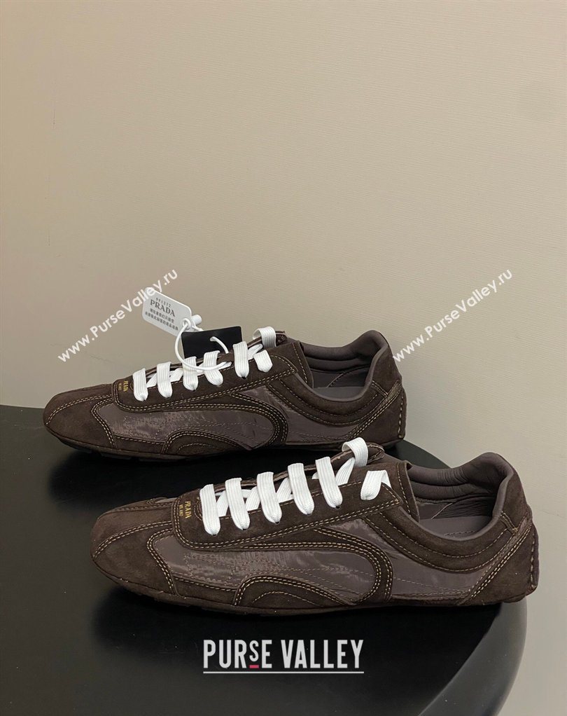 Prada Montecarlo Re-Edition 2005 suede and Re-Nylon sneakers Dark Brown 2026 1E247O (MD-260228066)