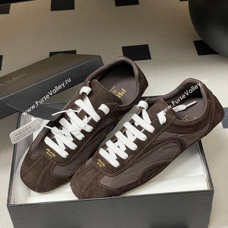 Prada Montecarlo Re-Edition 2005 suede and Re-Nylon sneakers Dark Brown 2026 1E247O (MD-260228066)