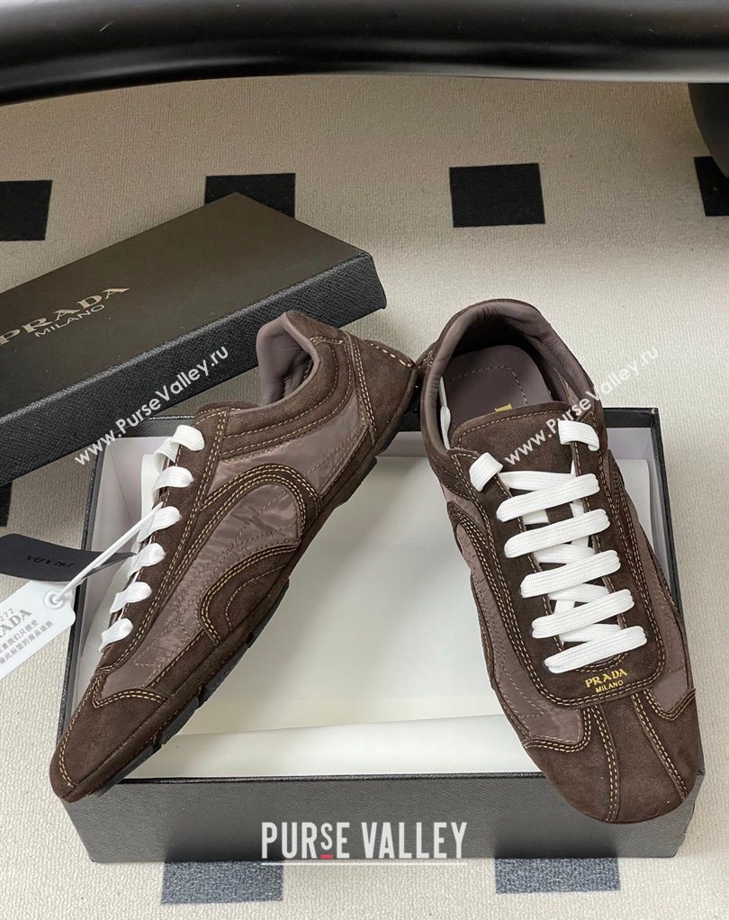 Prada Montecarlo Re-Edition 2005 suede and Re-Nylon sneakers Dark Brown 2026 1E247O (MD-260228066)