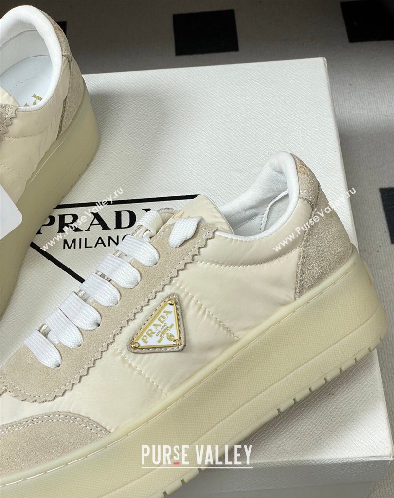 Prada Downtown Bold Nylon and Suede Platform Sneakers 5cm Light Beige 2026 1E792M (MD-260228050)