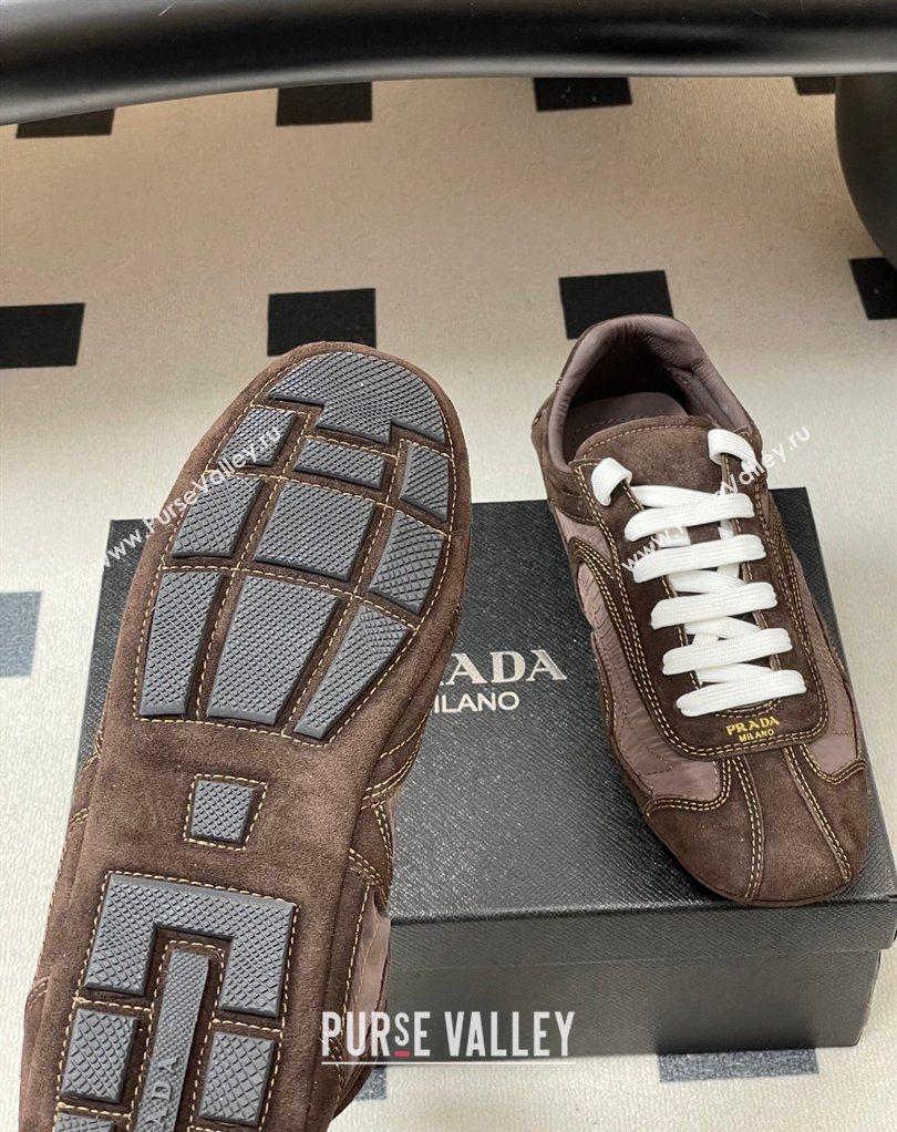 Prada Montecarlo Re-Edition 2005 suede and Re-Nylon sneakers Dark Brown 2026 1E247O (MD-260228066)