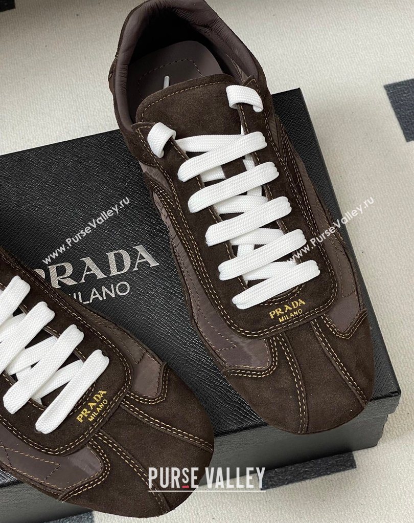 Prada Montecarlo Re-Edition 2005 suede and Re-Nylon sneakers Dark Brown 2026 1E247O (MD-260228066)