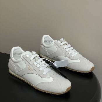 Prada Re-Nylon and suede laced sneakers White/Grey 2026 1E152O (MD-260228072)