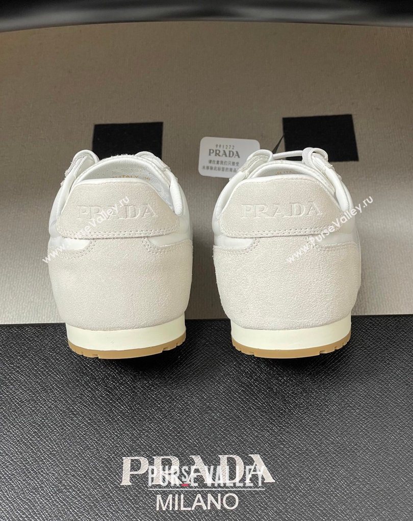 Prada Re-Nylon and suede laced sneakers White/Grey 2026 1E152O (MD-260228072)