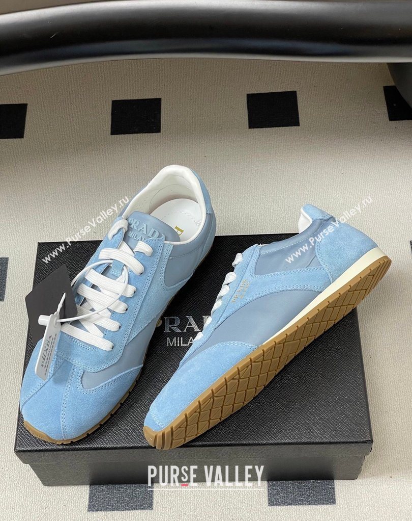 Prada Re-Nylon and suede laced sneakers Blue 2026 1E152O (MD-260228074)