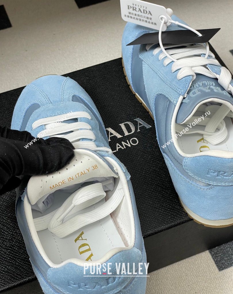 Prada Re-Nylon and suede laced sneakers Blue 2026 1E152O (MD-260228074)