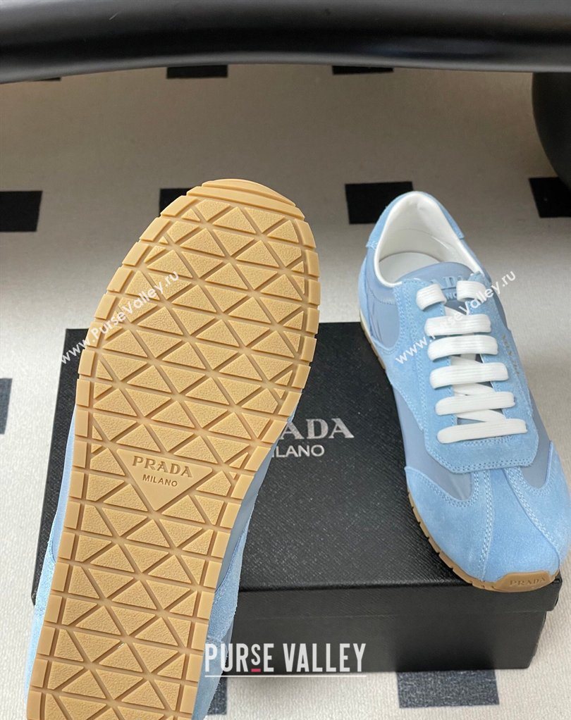 Prada Re-Nylon and suede laced sneakers Blue 2026 1E152O (MD-260228074)