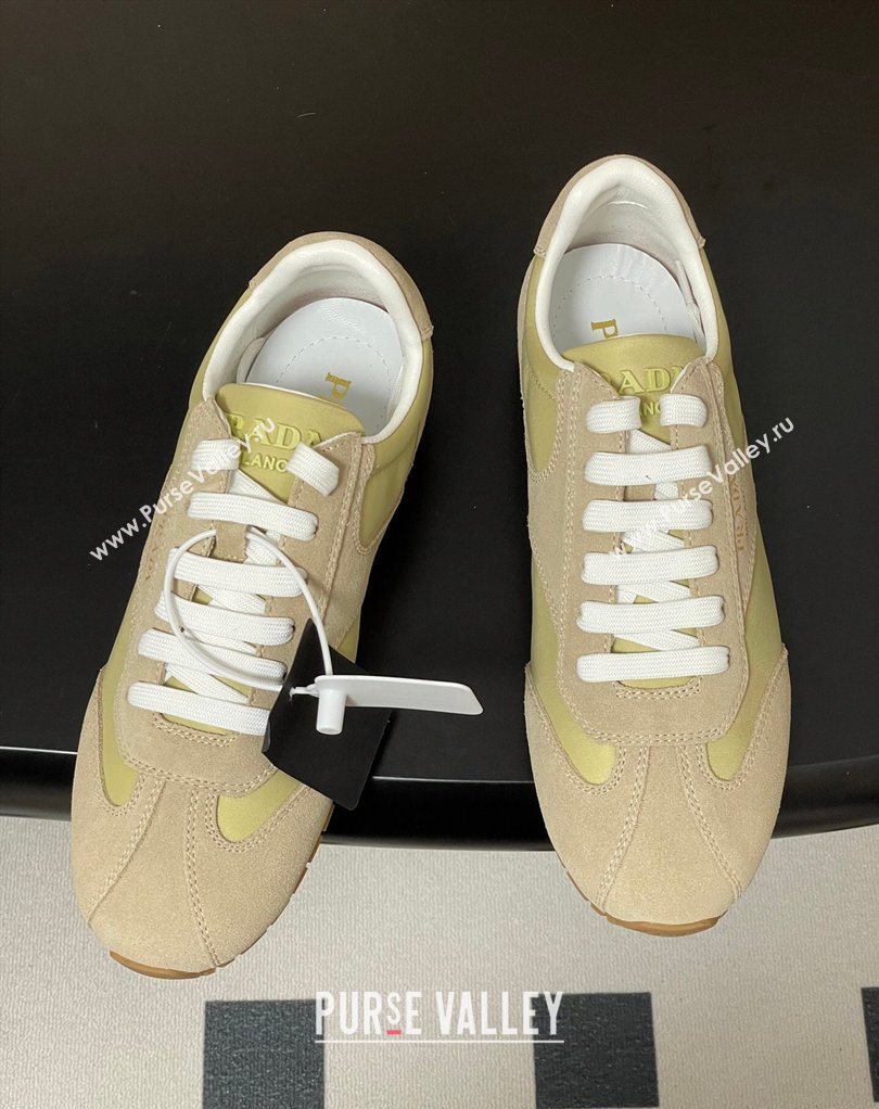 Prada Re-Nylon and suede laced sneakers Beige/Green 2026 1E152O (MD-260228075)