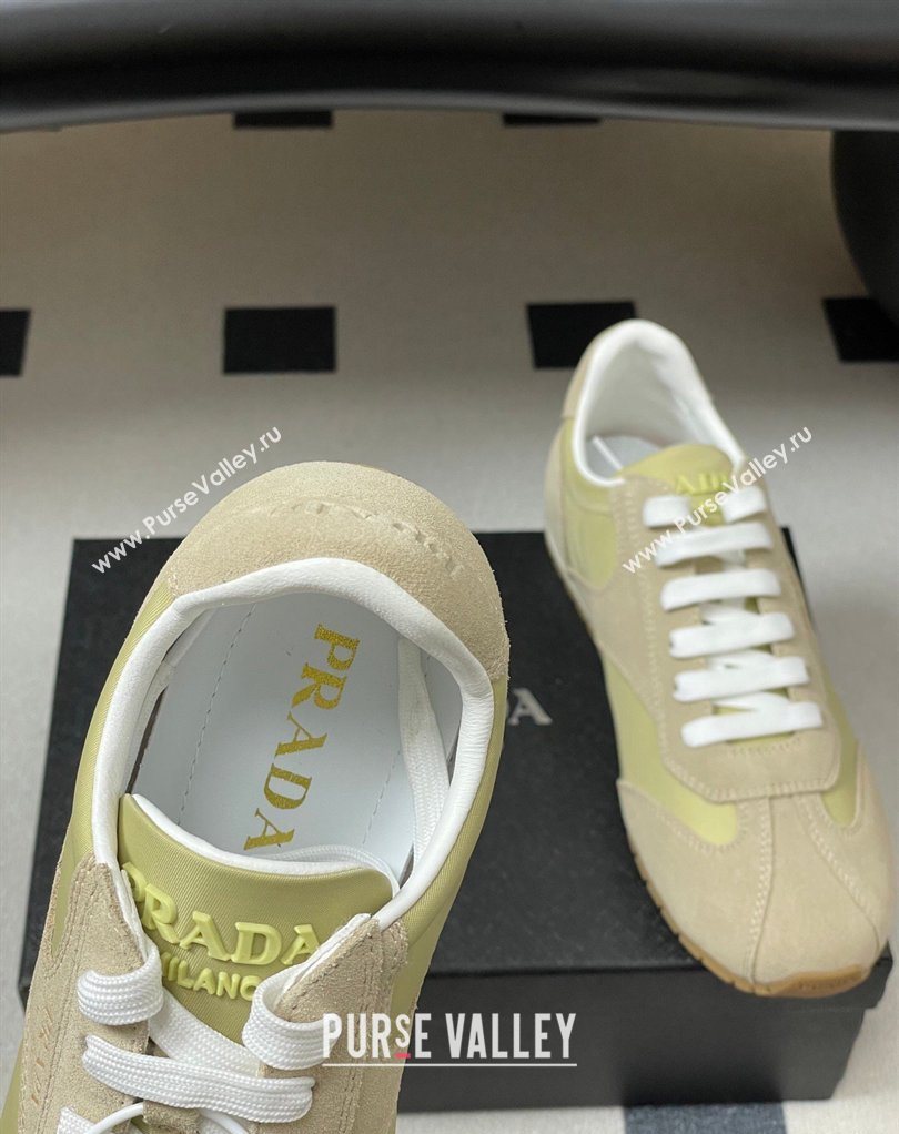 Prada Re-Nylon and suede laced sneakers Beige/Green 2026 1E152O (MD-260228075)