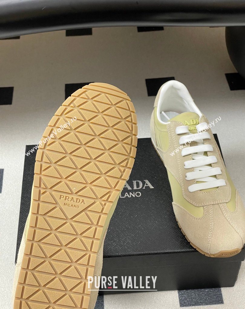 Prada Re-Nylon and suede laced sneakers Beige/Green 2026 1E152O (MD-260228075)