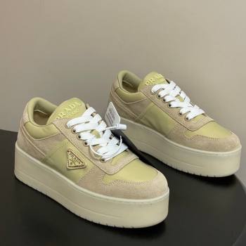 Prada Downtown Bold Nylon and Suede Platform Sneakers 5cm Pale Green 2026 1E792M (MD-260228054)