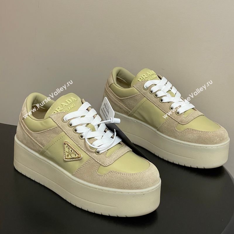 Prada Downtown Bold Nylon and Suede Platform Sneakers 5cm Pale Green 2026 1E792M (MD-260228054)