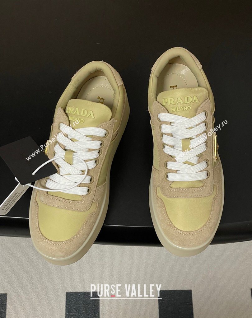 Prada Downtown Bold Nylon and Suede Platform Sneakers 5cm Pale Green 2026 1E792M (MD-260228054)