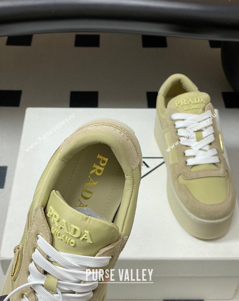 Prada Downtown Bold Nylon and Suede Platform Sneakers 5cm Pale Green 2026 1E792M (MD-260228054)