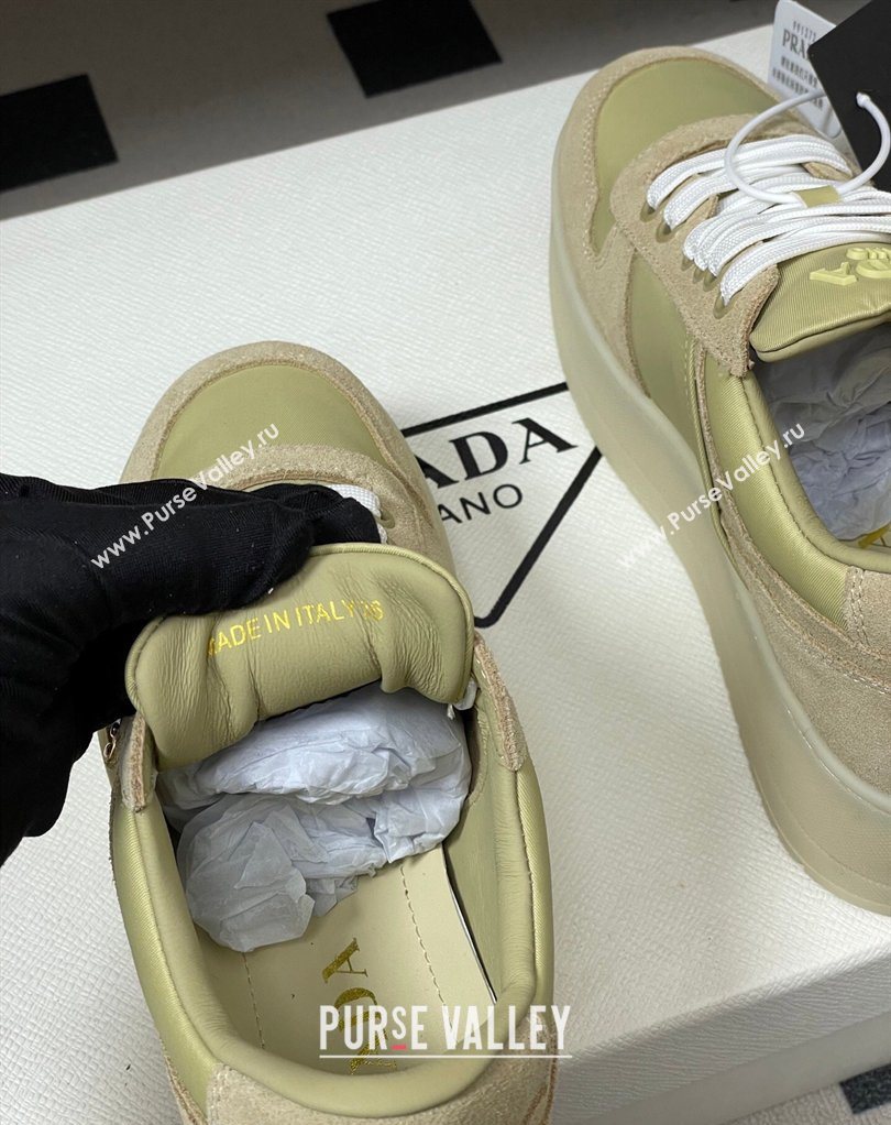 Prada Downtown Bold Nylon and Suede Platform Sneakers 5cm Pale Green 2026 1E792M (MD-260228054)
