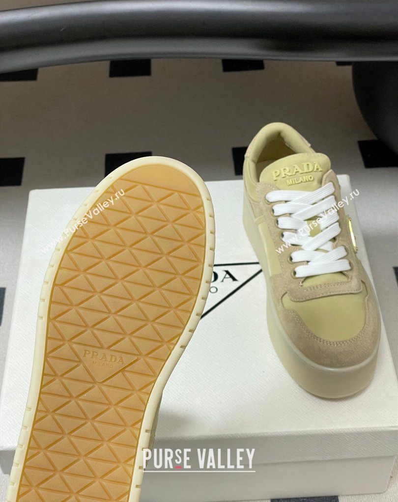 Prada Downtown Bold Nylon and Suede Platform Sneakers 5cm Pale Green 2026 1E792M (MD-260228054)