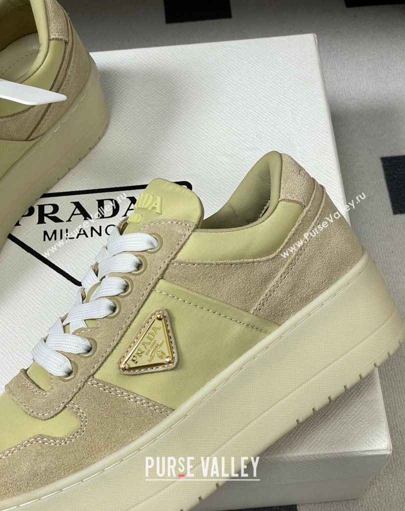 Prada Downtown Bold Nylon and Suede Platform Sneakers 5cm Pale Green 2026 1E792M (MD-260228054)